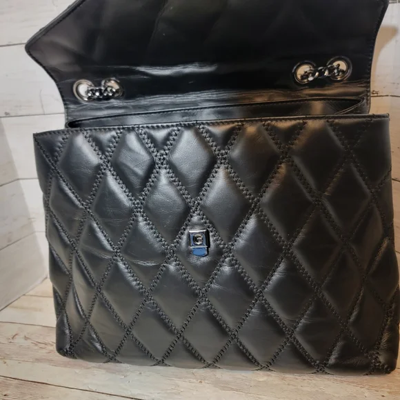 Elegant Black Quilted Satchel